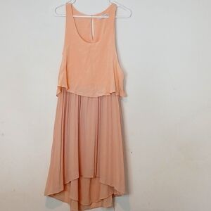 Chelsea Flower sleeveless pleated layered Midi High Low Hem dress | Size: M